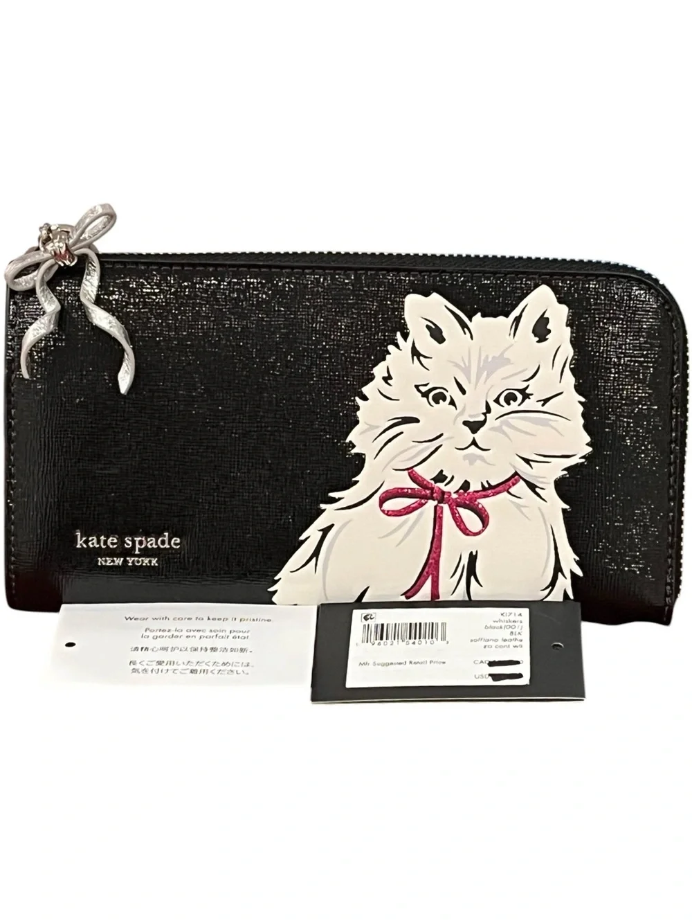 Kate Spade New York Whiskers Saffiano Leather Zip Around Continental Wallet NWT